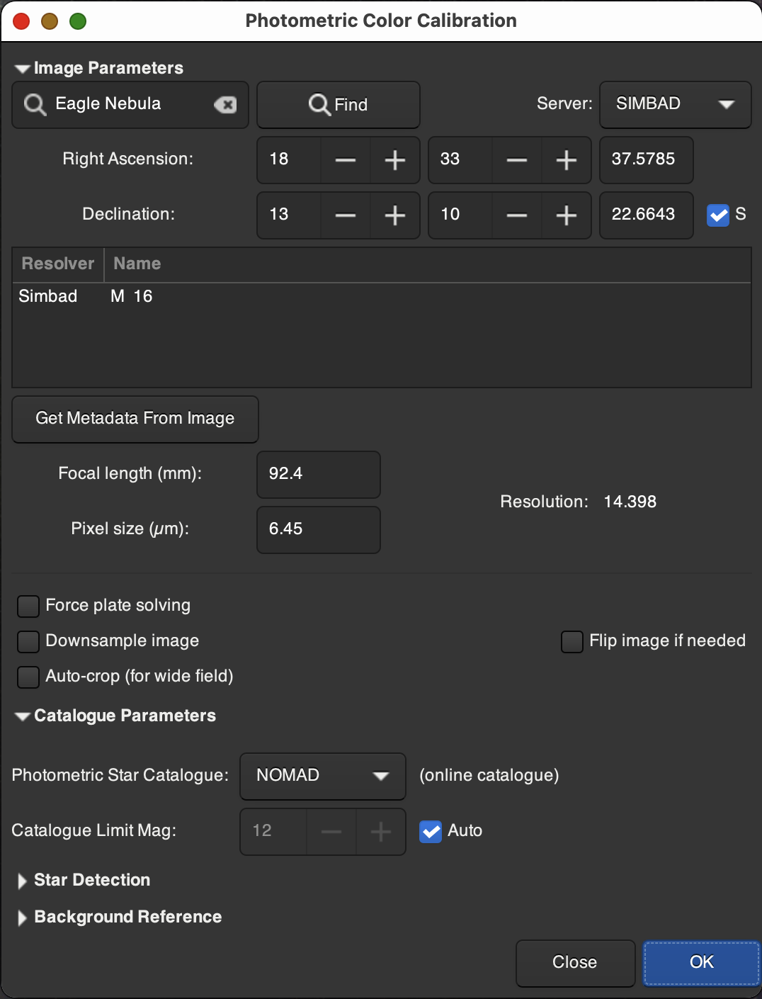 Siril Photometic Color Calibration