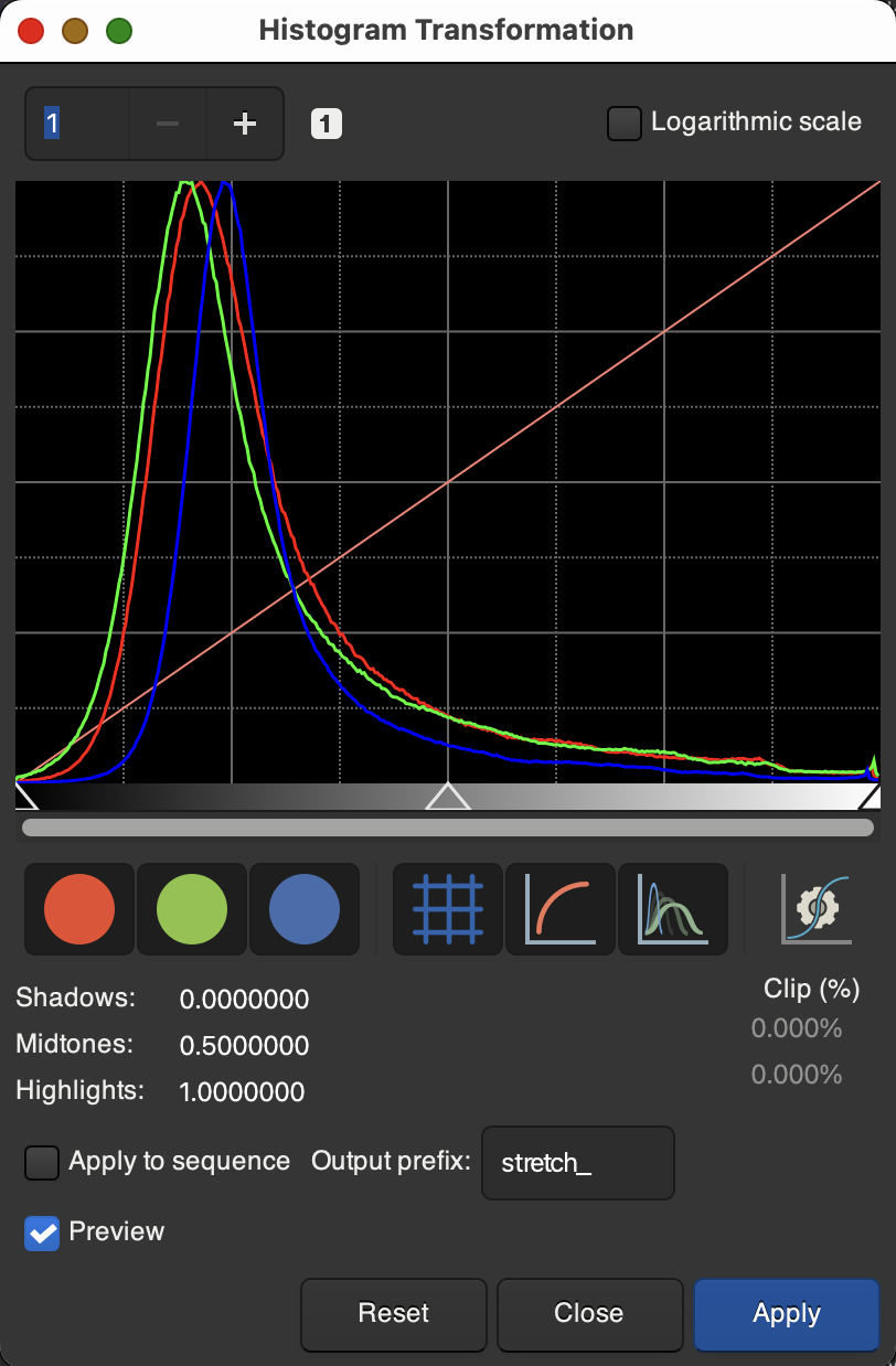 Siril Histogram